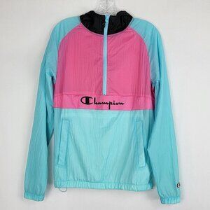 Champion Mens Packable Manorak Colorblock Windbreaker Jacket Size Small Pullover